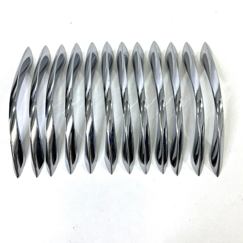 12 Pack Brushed Nickel Cabinet Pulls 5 Inch Arch Twisted Silver Drawer Handles
